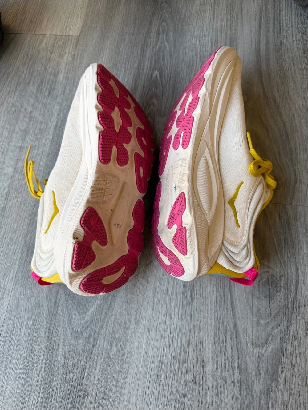Hoka gaviota 6 Women's White Running Shoes with Yellow & Pink Accents